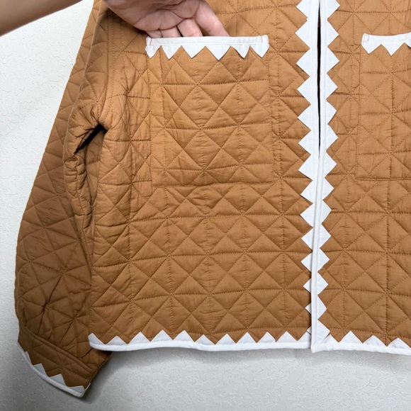 NWT Anthropologie Zigzag-Trim Quilted Open Front Jacket - Picture 8 of 13